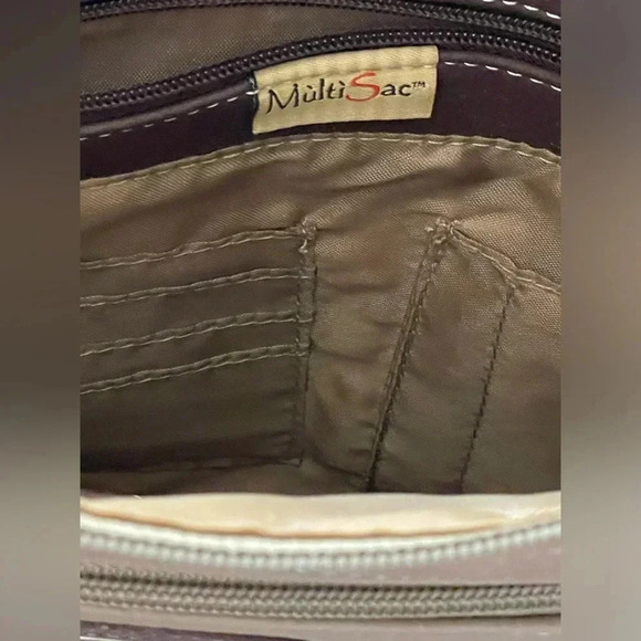 MultiSac Two tone brown multi compartment organizer bag handbag crossbody - Picture 6 of 8